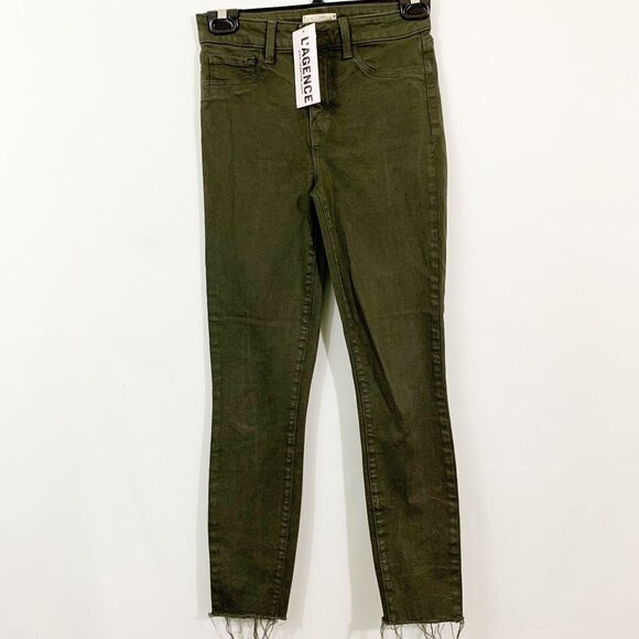 NWT L’agence Skinny High Rise Margot in Army Green Raw Hem Size 25 - Picture 2 of 8